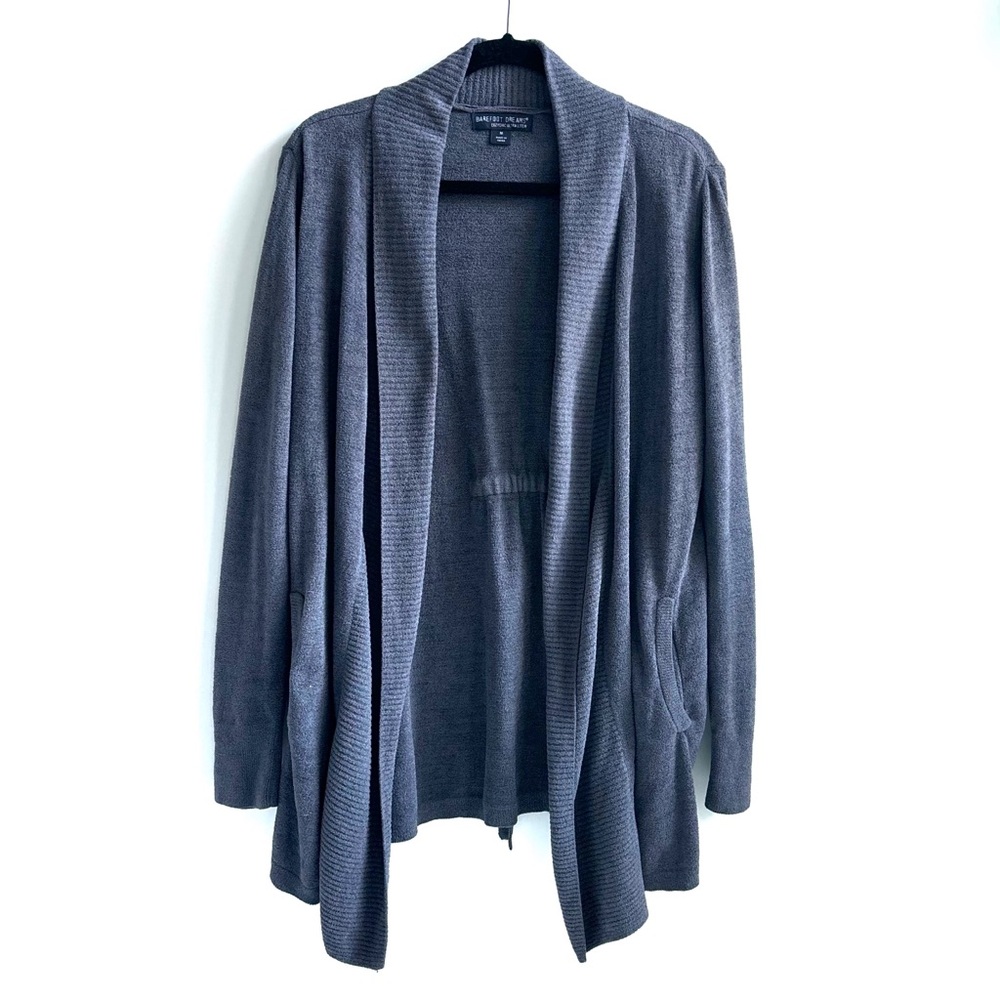 Barefoot Dreams Cozychic Ultra Lite Knit Open Cardigan Sweater Gray Size Medium
